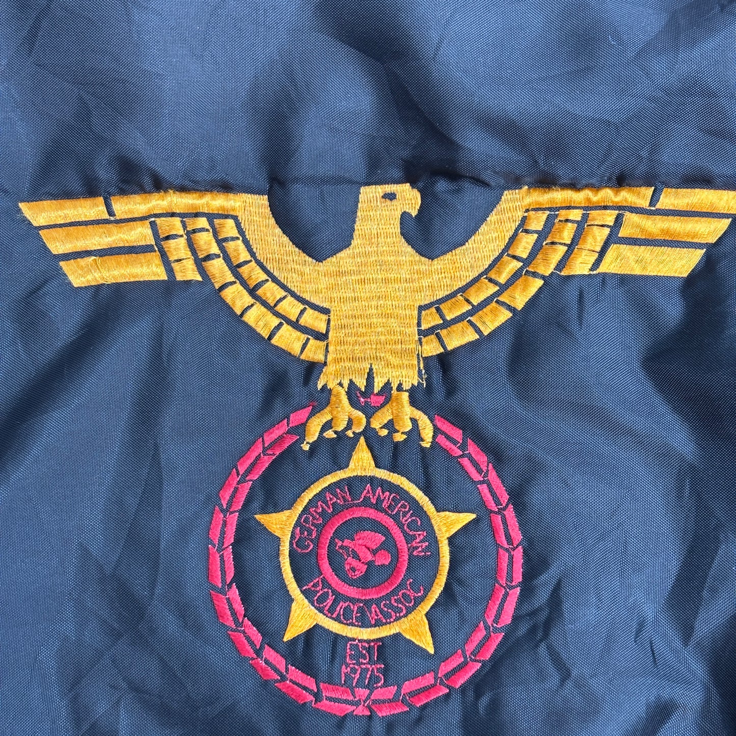 USA製 HARVARD CLOTHING GERMAN AMERICAN POLICE ASSOC 刺繍 ナイロンジャケット ヴィンテージ/3-7