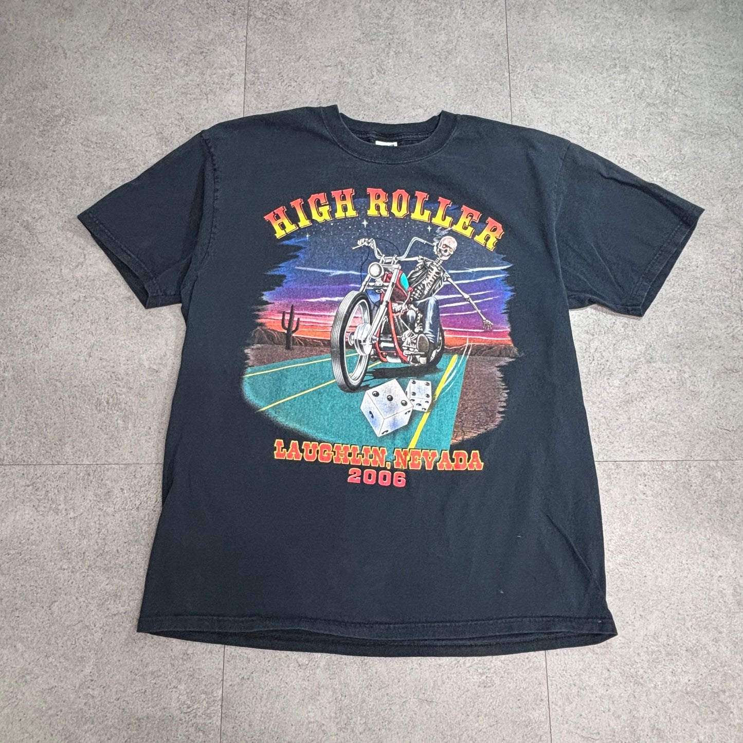 【HIGH ROLLER】2006 Laughlin, Nevada バイカーイベント 両面プリント Tシャツ/7-92
