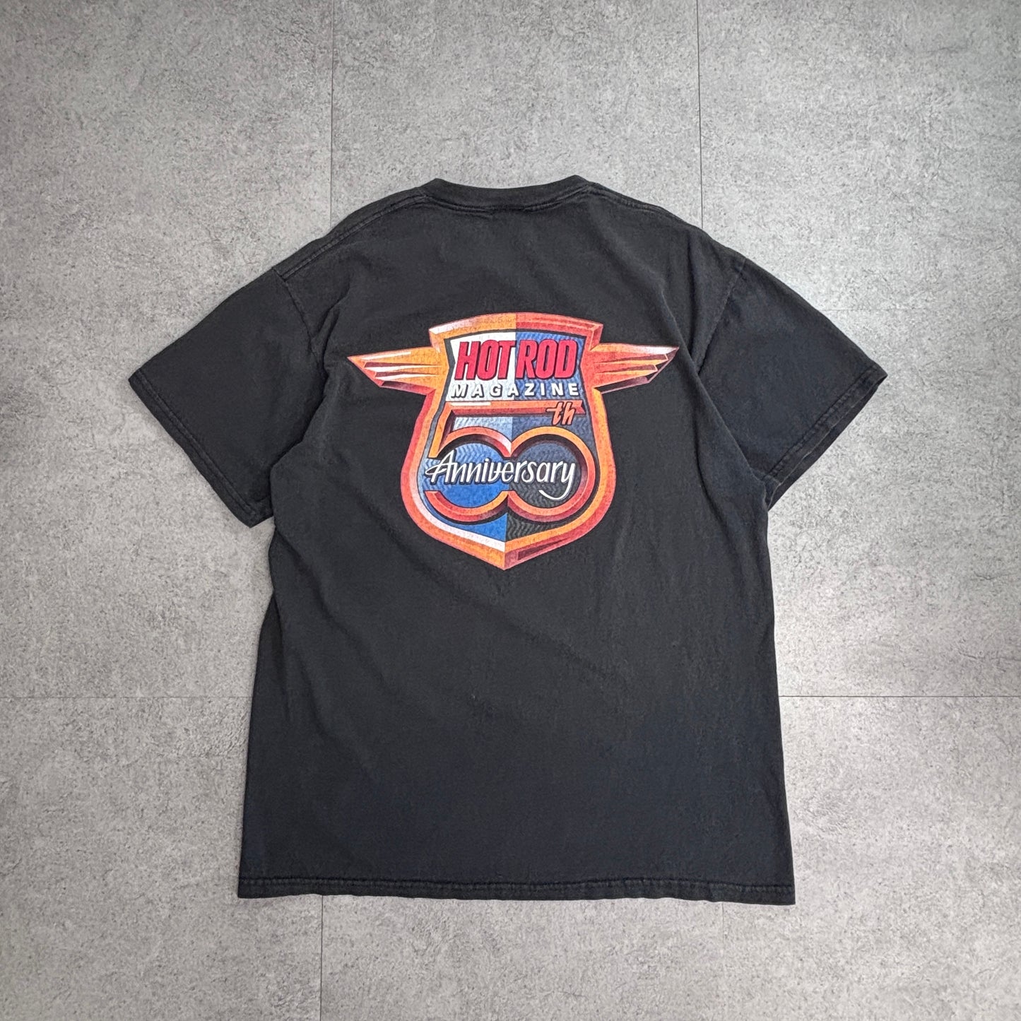 【HOT ROD MAGAZINE 50th Anniversary プリントTシャツ ブラック】DELTA PRO WEIGHT ホットロッド 車 アメ車 古着/4-53