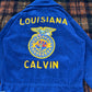 【80s-90s USA製】FFA コーデュロイジャケット｜Louisiana CALVIN 刺繍入り ヴィンテージ ワークジャケット ネイビー系 32サイズ