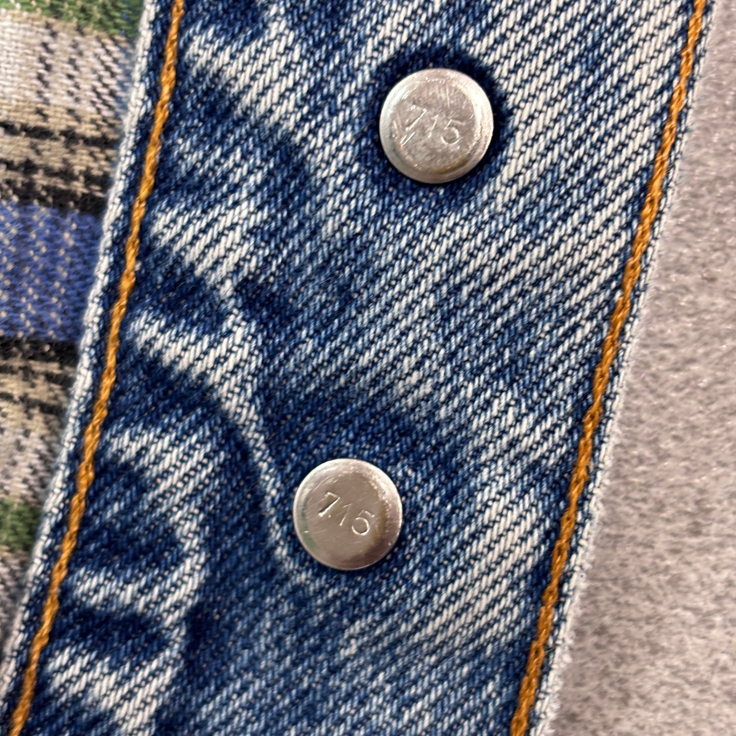 Levi’s USA製 チェックライナー 中綿デニムジャケット LARGE ブルーデニム ブランケットライナー/4-1