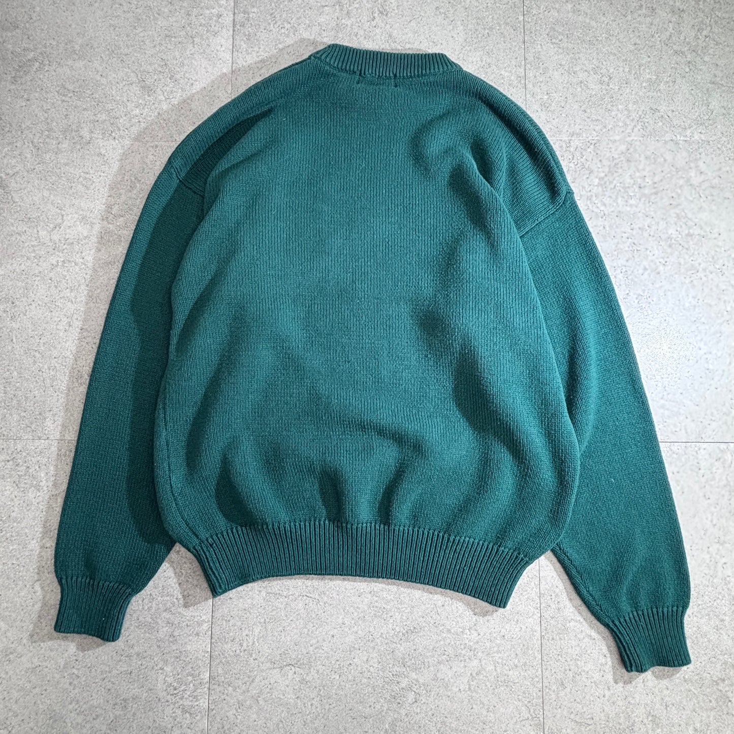 IZOD アイゾッド コットンニットセーター XL グリーン ゴルファー刺繍 ワンポイント 100%コットン クルーネック/2-66