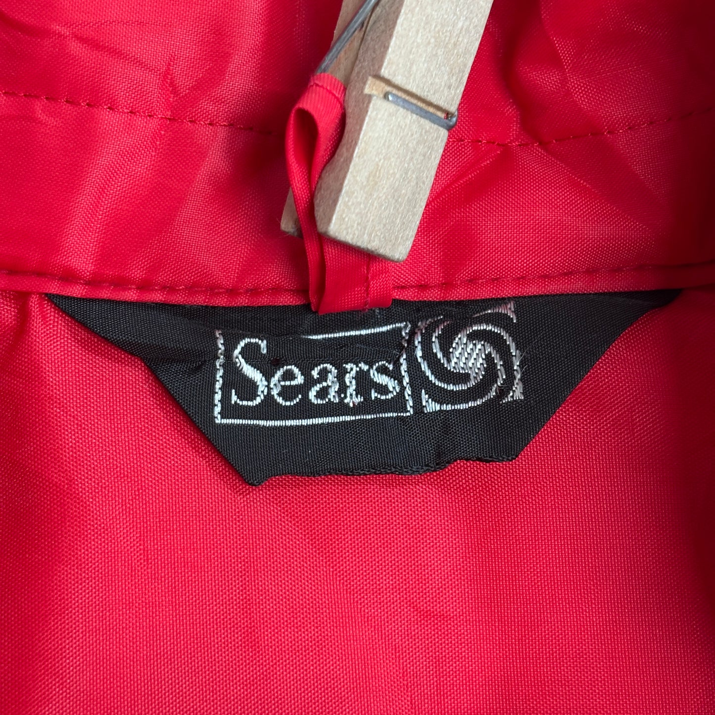 70s〜80s Sears 中綿ナイロンベスト レッド ボタンダウンカラー ヴィンテージベスト/3-39