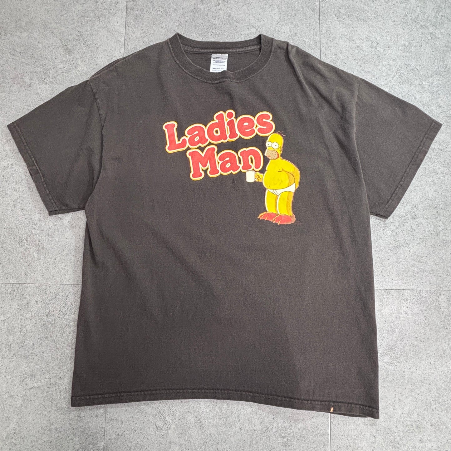 The Simpsons Homer “Ladies Man” プリントTシャツ ブラウン L Delta Magnum Weight ユーモア キャラクターT/4-6
