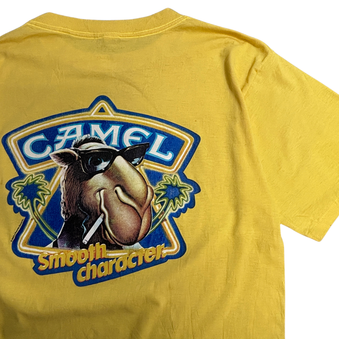 CAMEL 企業系Tシャツ USA製 ポケットTシャツ 50/50 XL イエロー バックプリント キャメル/3-20