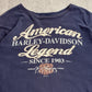 【HARLEY-DAVIDSON “American Legend” ロングスリーブTシャツ】FORT WORTH TEXAS ネイビー 両面・袖プリント 2014/8-46