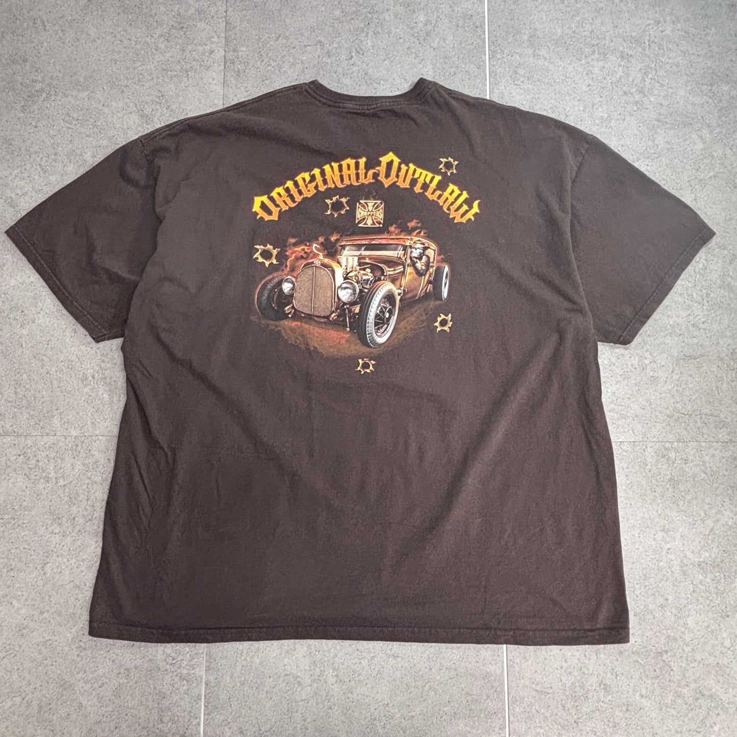 【West Coast Choppers ORIGINAL OUTLAW 両面プリントTシャツ】ウエストコーストチョッパーズ / バイカーT / チョッパー / XXX-LARGE/7-75