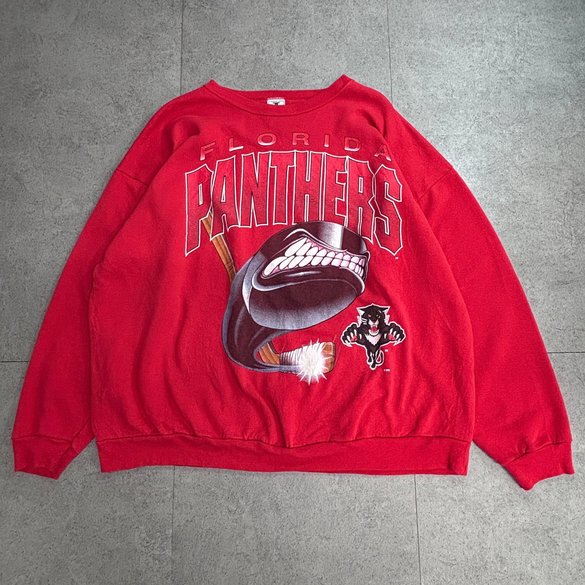 【90s Florida Panthers NHL スウェット】フロリダ・パンサーズ ビッグプリント JOSTENS 3XL USA製 ホッケー 古着/9-3