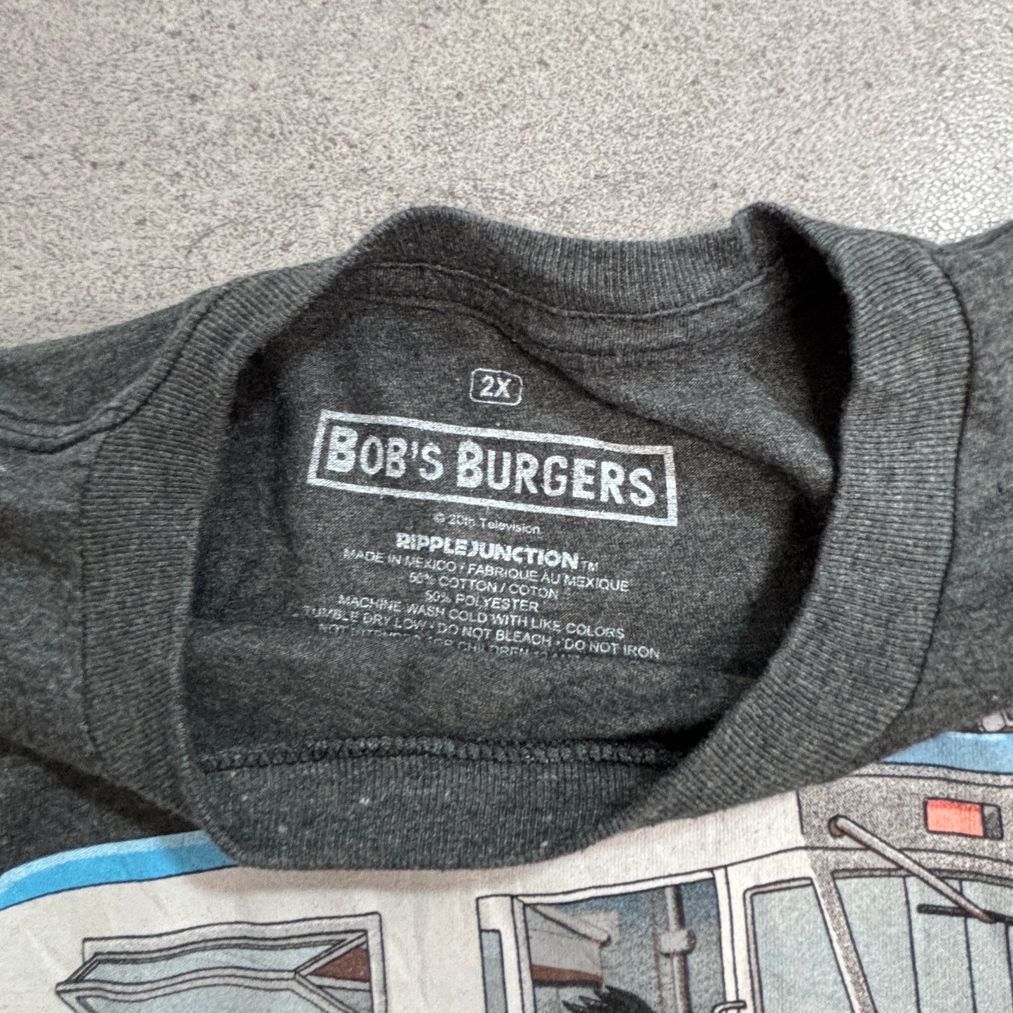 【Bob’s Burgers フードトラック プリントTシャツ】ボブズバーガーズ Ripple Junction グレー アニメT 古着/6-6