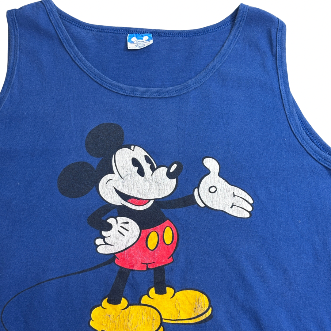 【Disney Character Fashions USA製 ミッキーマウス タンクトップ ノースリーブ ビッグプリント 90s ヴィンテージ 古着】8-24