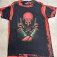 【MARVEL Deadpool プリントTシャツ】デッドプール 黒赤 総柄デザイン MARVEL公式 L /8-60