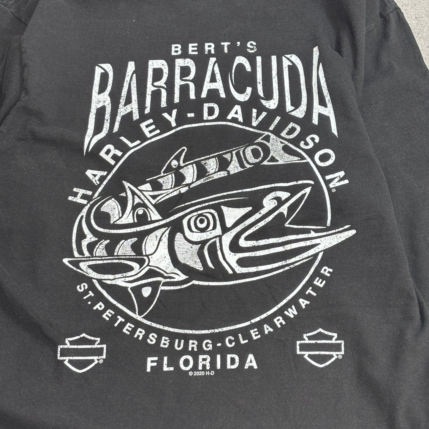 【HARLEY-DAVIDSON サンタクロース バイク クリスマス ロングスリーブTシャツ】2021年 M ブラック 両面プリント 袖プリント/8-44