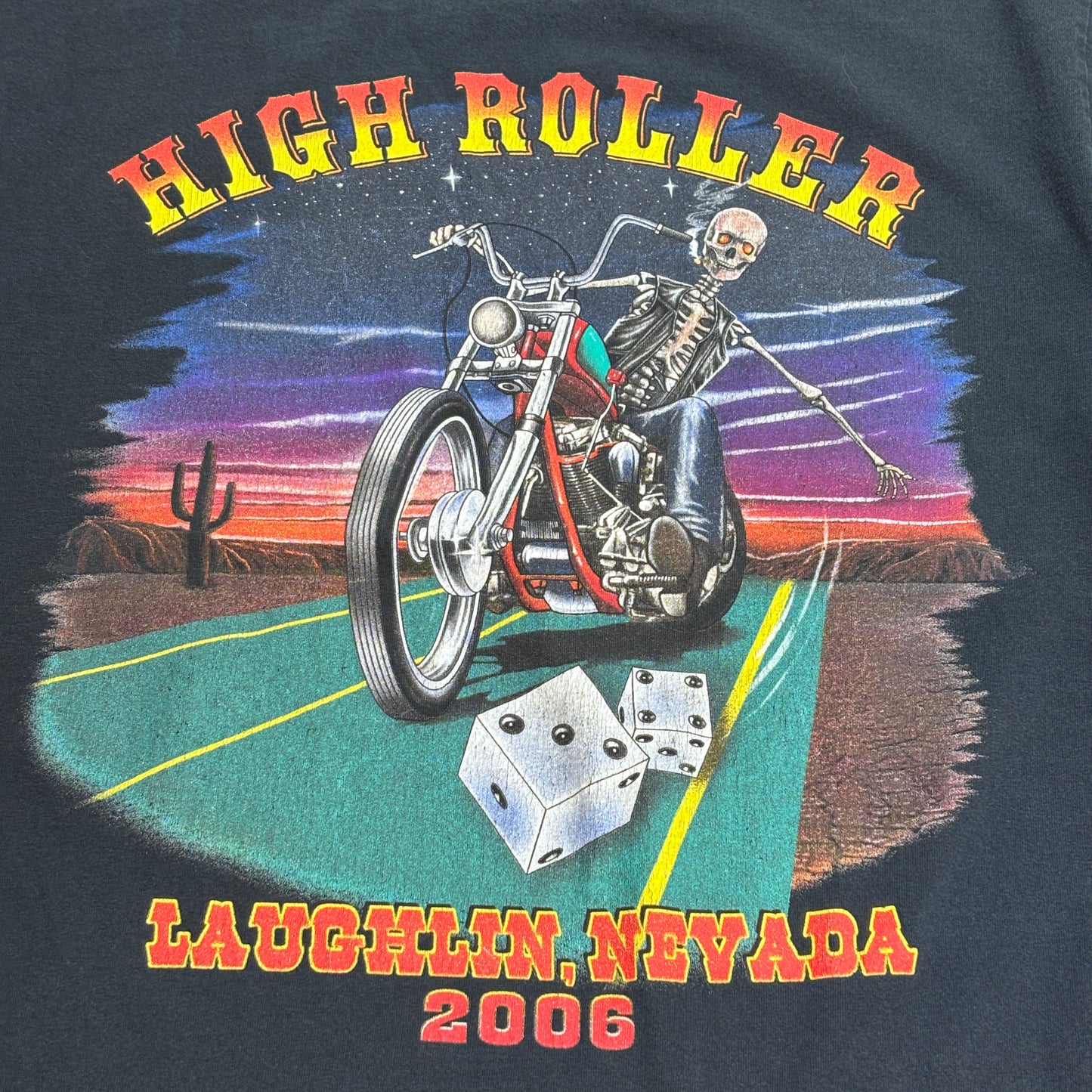 【HIGH ROLLER】2006 Laughlin, Nevada バイカーイベント 両面プリント Tシャツ/7-92
