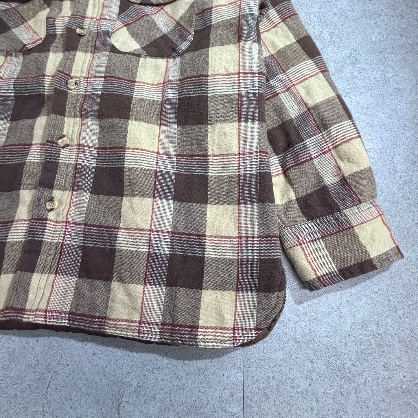 Sears キルティングライナー付き チェックシャツジャケット / ブラウン系 / Mサイズ（15-15½） / MADE IN TAIWAN R.O.C.1-17