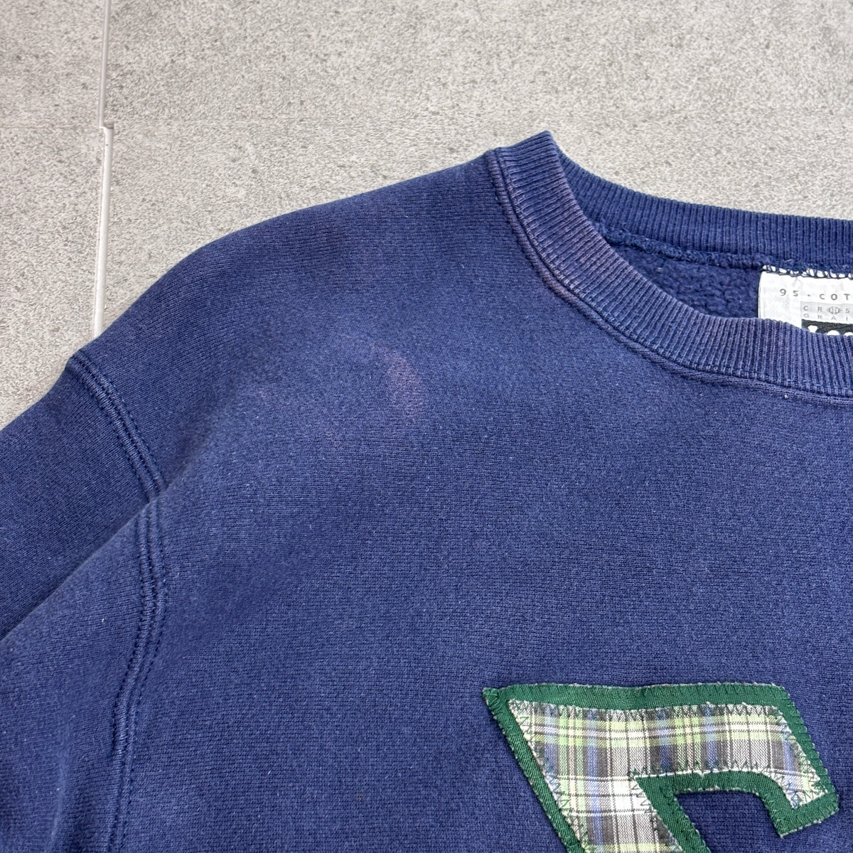 【Lee 95 COTTON ΣN チェックワッペン スウェット】USA製 L ネイビー 古着/9-9