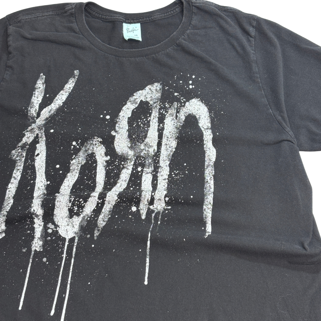 【Korn バンドTシャツ】Paciﬁc 両面プリント ブラック Lサイズ ロックT 古着/7-100
