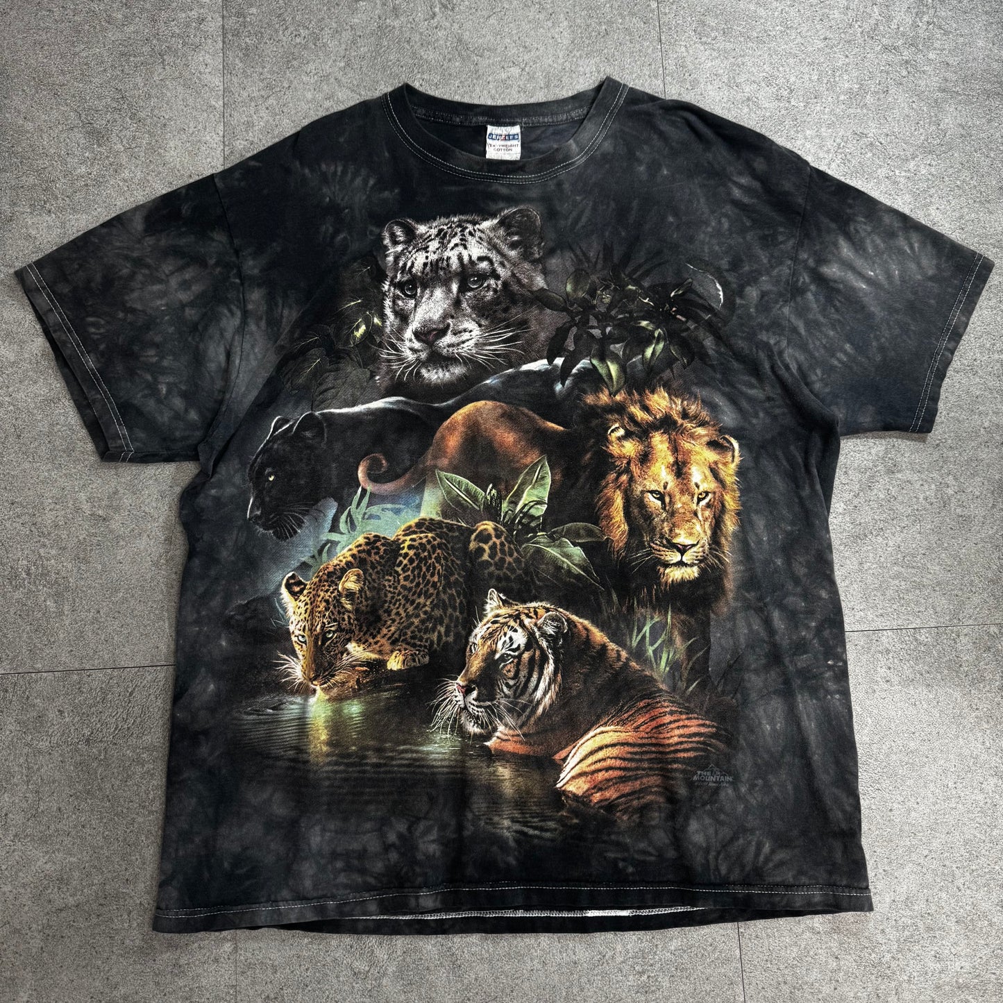 JERZEES THE MOUNTAIN アニマル タイダイTシャツ ビッグキャット 総柄 USAデザイン/7-60