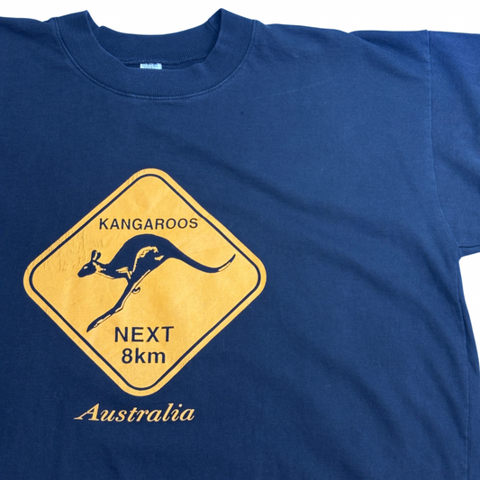 【Australia カンガルー ロードサイン プリントTシャツ】MADE IN AUSTRALIA / XL / ブラック/7-80