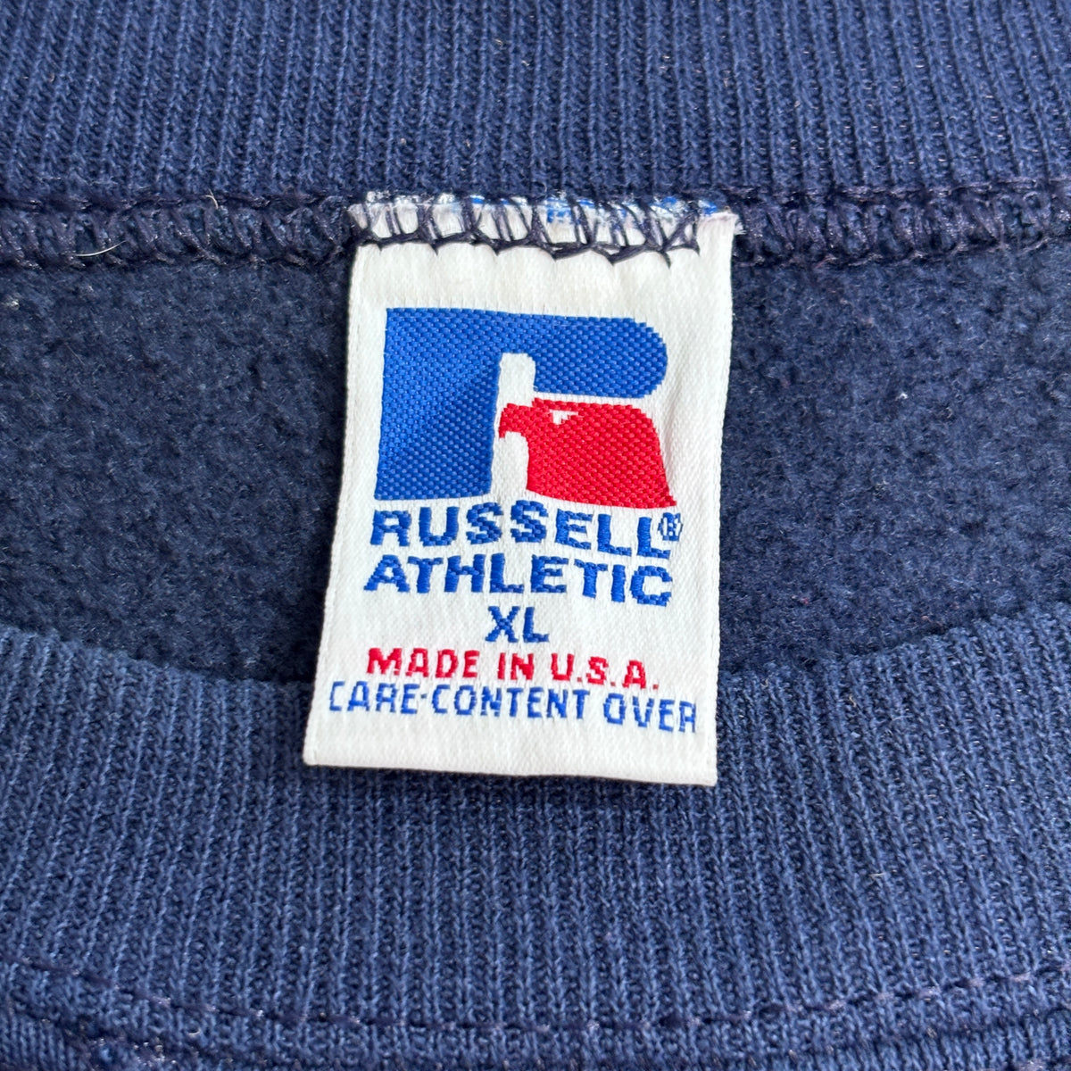 【90s Russell Athletic NEWMAN KNIGHTS スウェット】USA製 XL ラッセルアスレチック カレッジ ネイビー 古着/9-8