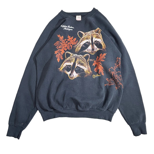 FRUIT OF THE LOOM 80s USA製 スウェット / Bill Lawrence アライグマ プリント / Copper Harbor Michigan1-10