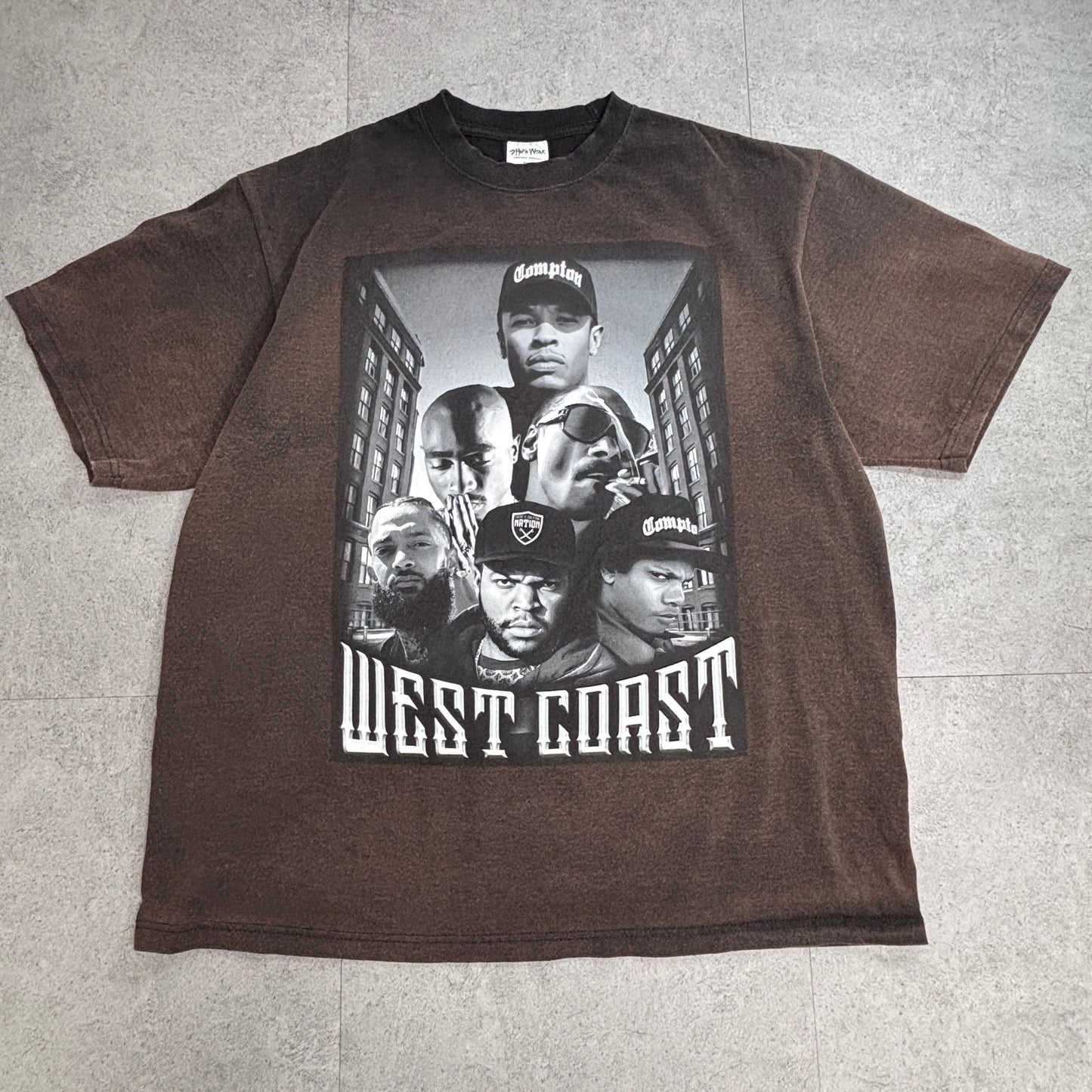 【WEST COAST ラップ プリントTシャツ】2Pac Dr.Dre Snoop Dogg Eazy-E Ice Cube Nipsey Hussle SHAKA WEAR 2XL ブラック HIPHOP 古着/7-97