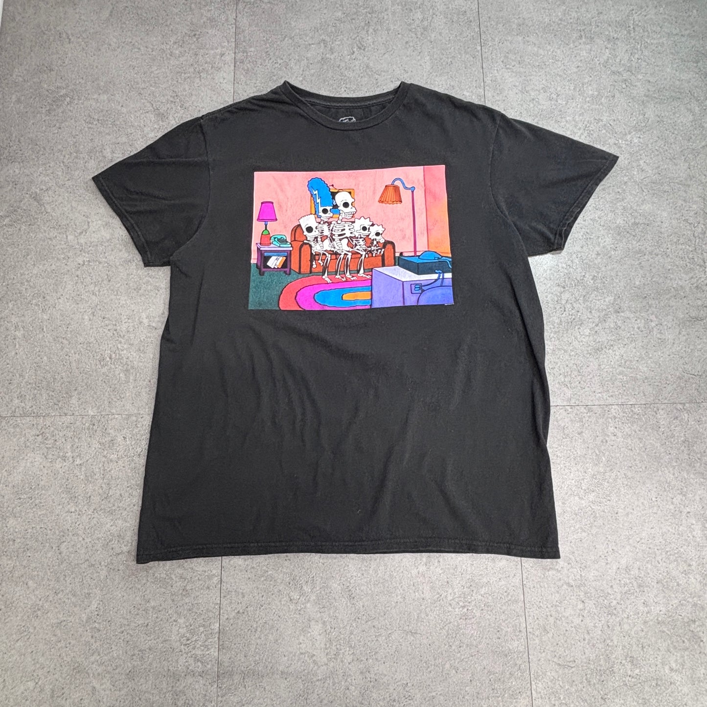 【The Simpsons（ザ・シンプソンズ） スケルトンファミリー プリントTシャツ ブラック L】7-107