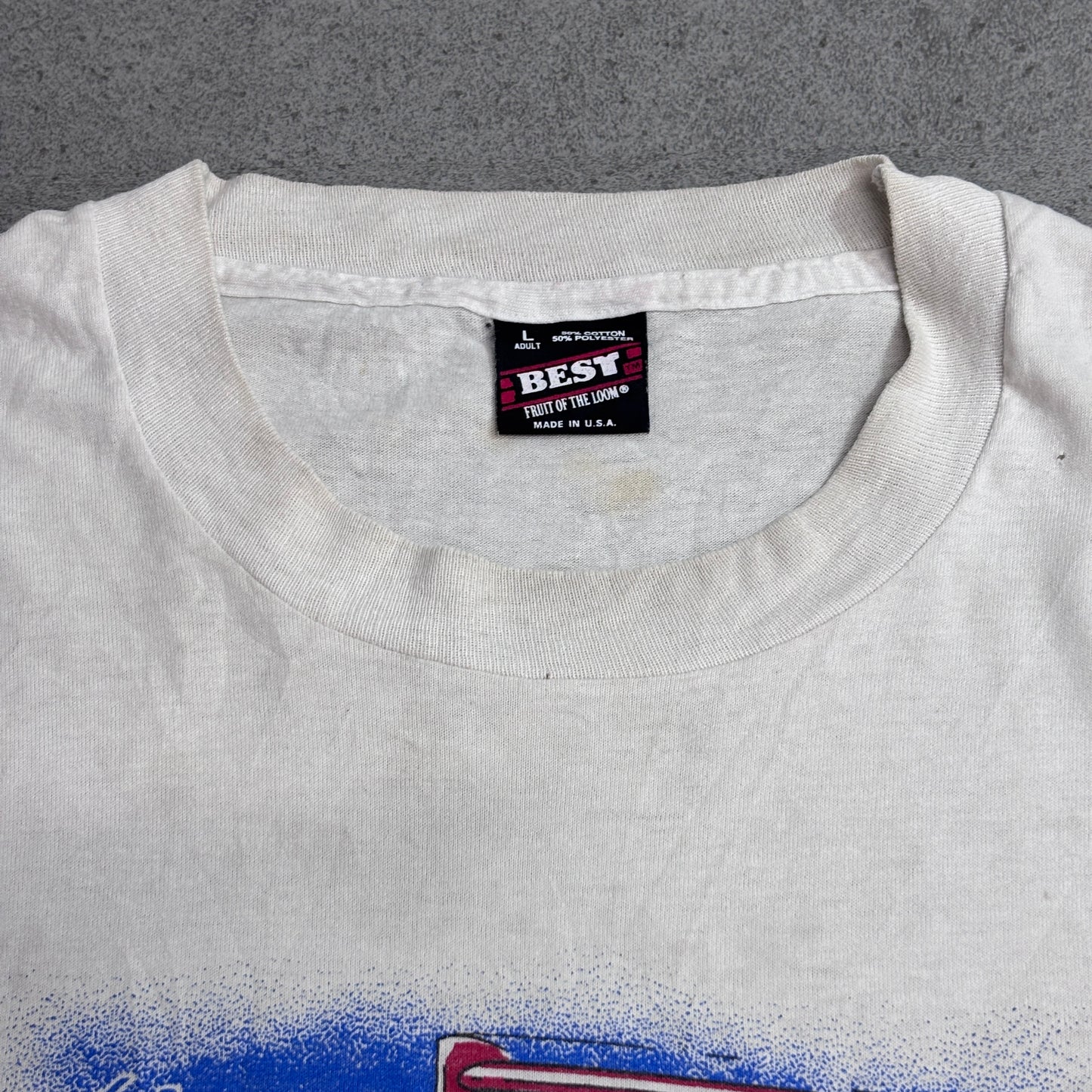 【Budweiser 1991 Miss Budweiser プリントTシャツ】バドワイザー ハイドロプレーン Bernie Little WORLD CHAMPION USA製 90s BEST Fruit of the Loom 古着/8-33