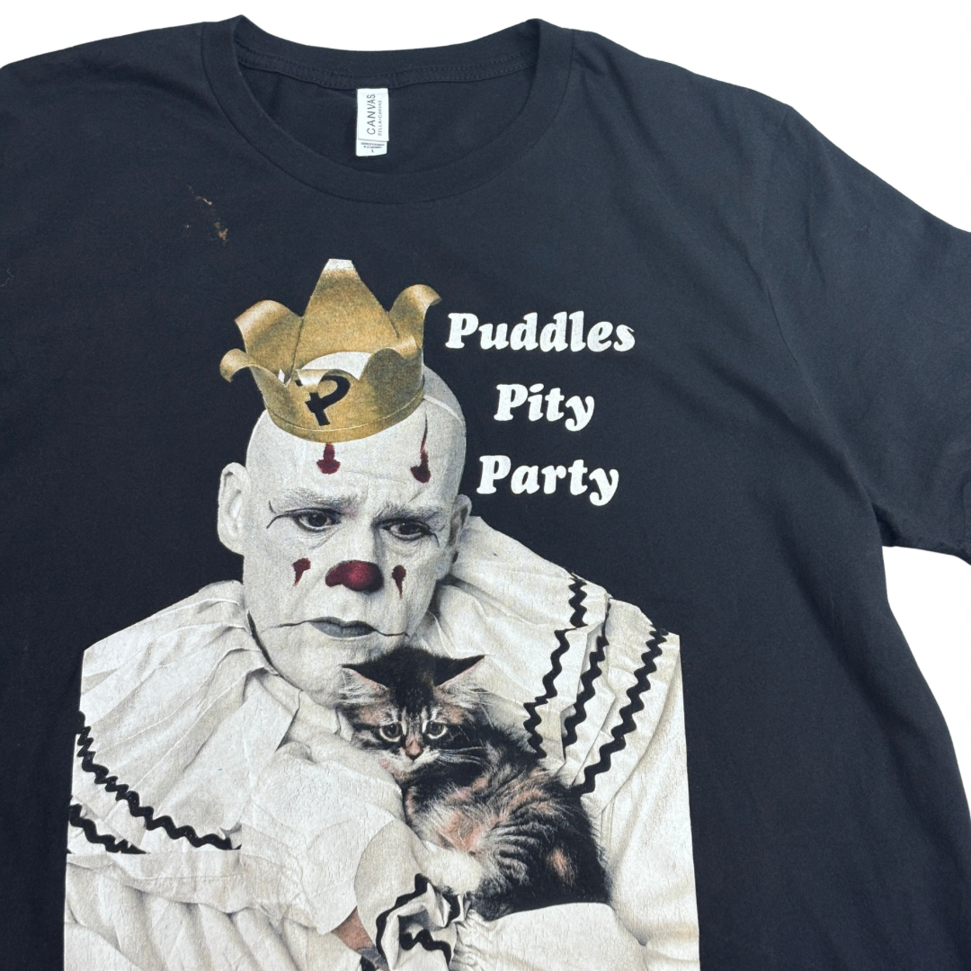 【Puddles Pity Party ピエロ 猫 プリントTシャツ】ブラック CANVAS Lサイズ/8-49