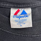 【BLACKSHIRTS 3 and OUT プリントTシャツ】Majestic ブラック スポーツT アメフト系 古着/5-6