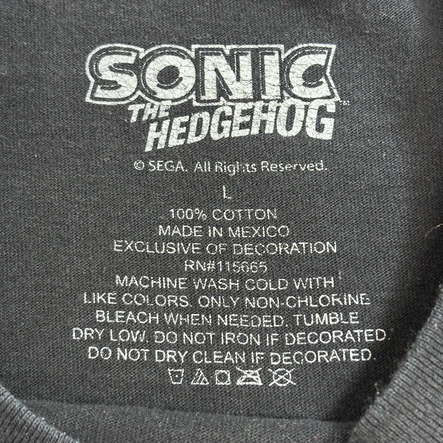 SONIC THE HEDGEHOG ソニック・ザ・ヘッジホッグ キャラクタープリントTシャツ ブラック L SEGA/4-8