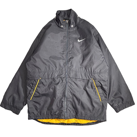 NIKE 90s ナイロンジャケット ブラック×イエロー リバーシブル仕様 スウォッシュ刺繍 インド製 Sサイズ1-9