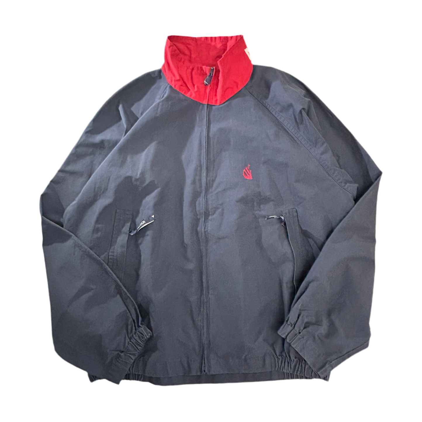 NAUTICA ビッグフラッグ 背面ワッペン セーリングジャケット L ネイビー×レッド 90s～00s フィリピン製 メッシュライナー