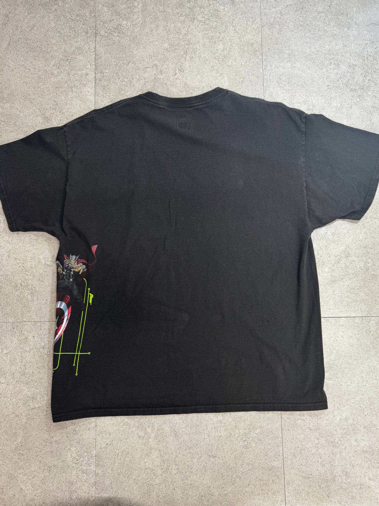 【MARVEL Avengers プリントTシャツ】アベンジャーズ キャラクター集合 Hanes XL ブラック 古着/8-61