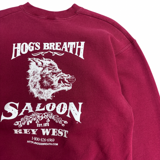 USA製 HOG’S BREATH SALOON スウェット バーガンディ L KEY WEST 豚プリント バックプリント/3-55