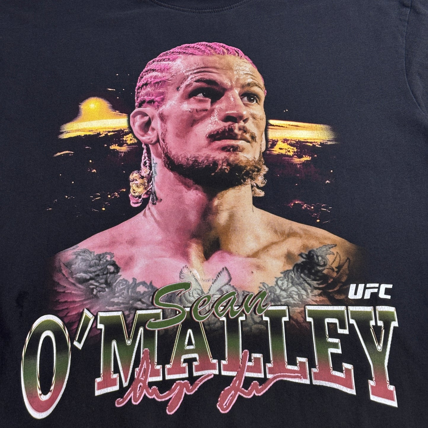 【Sean O’Malley UFC プリントTシャツ】ショーン・オマリー SUGA 両面プリント ブラック 格闘技 MMA 古着/7-113