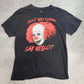 【IT（イット）Pennywise（ペニーワイズ）ホラー映画Tシャツ】“AREN’T YOU GONNA SAY HELLO?” プリントTシャツ ブラック/7-35