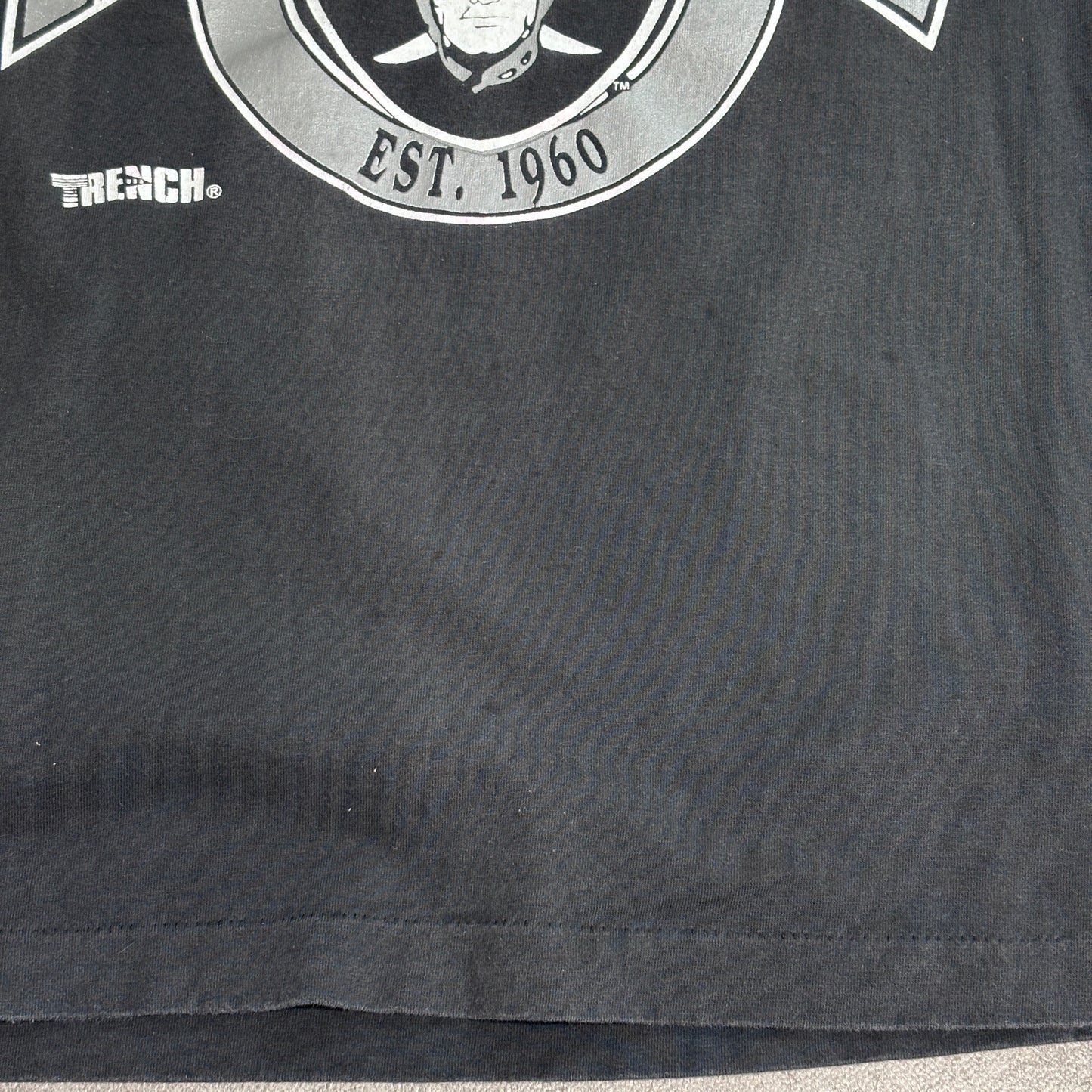 90s USA製 RAIDERS レイダース NFL ビッグロゴ Tシャツ ブラック L FRENCH ULTRA/7-55