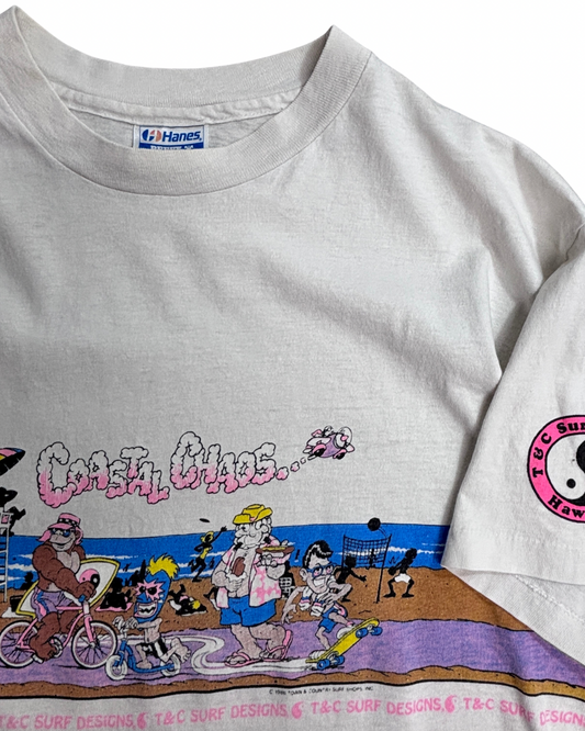 1986年 T&C Surf Designs Hanes BEEFY-T USA製 プリントTシャツ/4-41