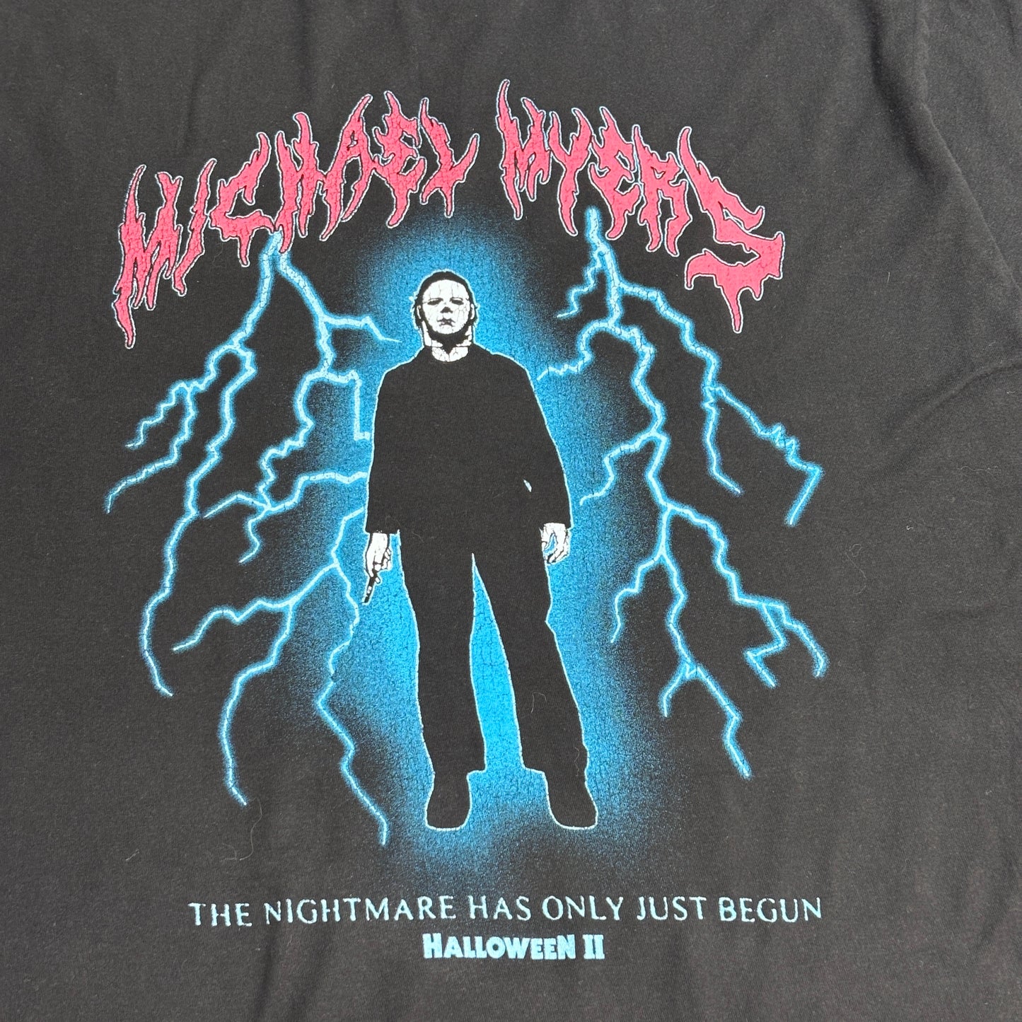 【HALLOWEEN II Michael Myers プリントTシャツ】マイケル・マイヤーズ ホラー映画Tシャツ Mad Engine Universal Studios 古着/8-17