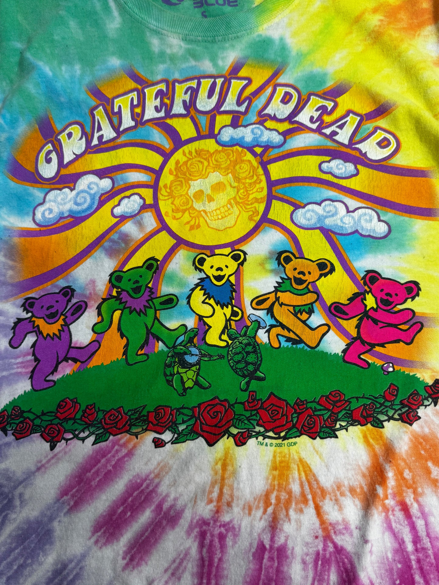 【GRATEFUL DEAD LIQUID BLUE 2021 タイダイ Tシャツ】ダンシングベア スカル＆ローズ  /8-65