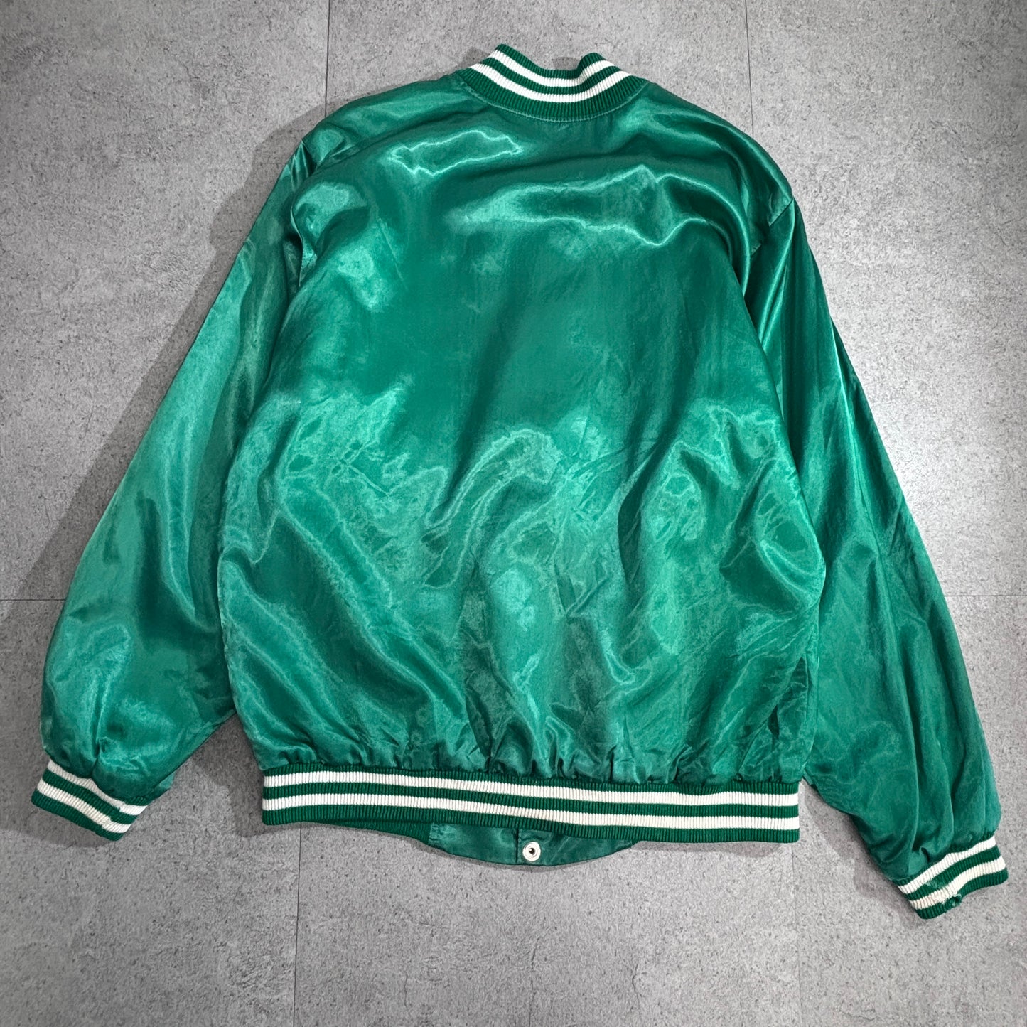 7UP ナイロンスタジャン / 企業ロゴ刺繍 / グリーン × ホワイト / 80s〜90s アドバタイジングジャケット1-7
