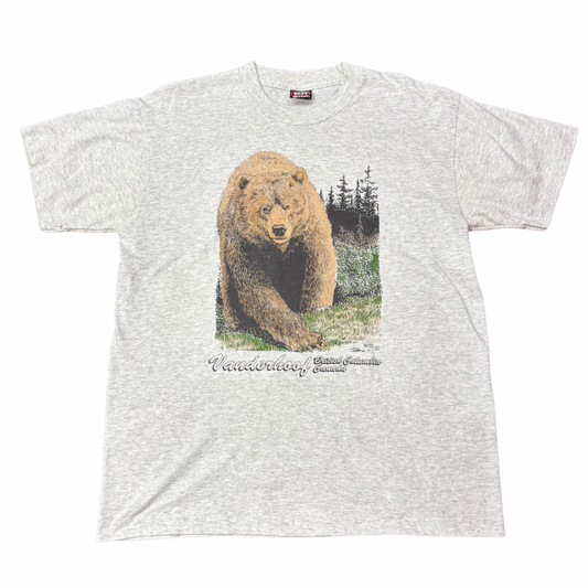 90s USA製 Fruit of the Loom グリズリーベア アニマルフォトTシャツ ヴィンテージ Vanderhoof カナダ土産 Lサイズ