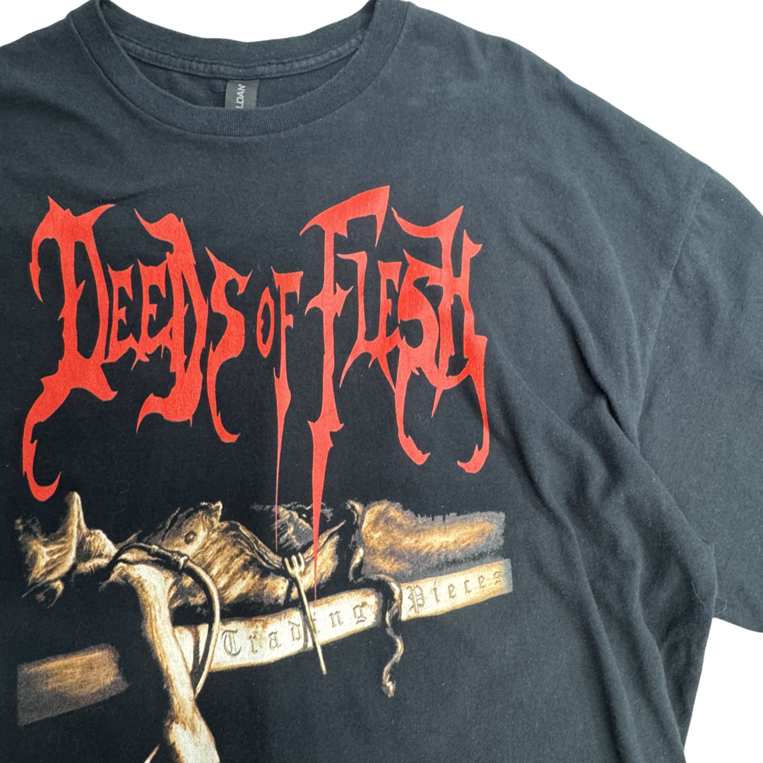 【Deeds of Flesh / Trading Pieces プリントTシャツ】デスメタルT / バンドT / ブラック / GILDAN HEAVY COTTON / 2XL/6-13