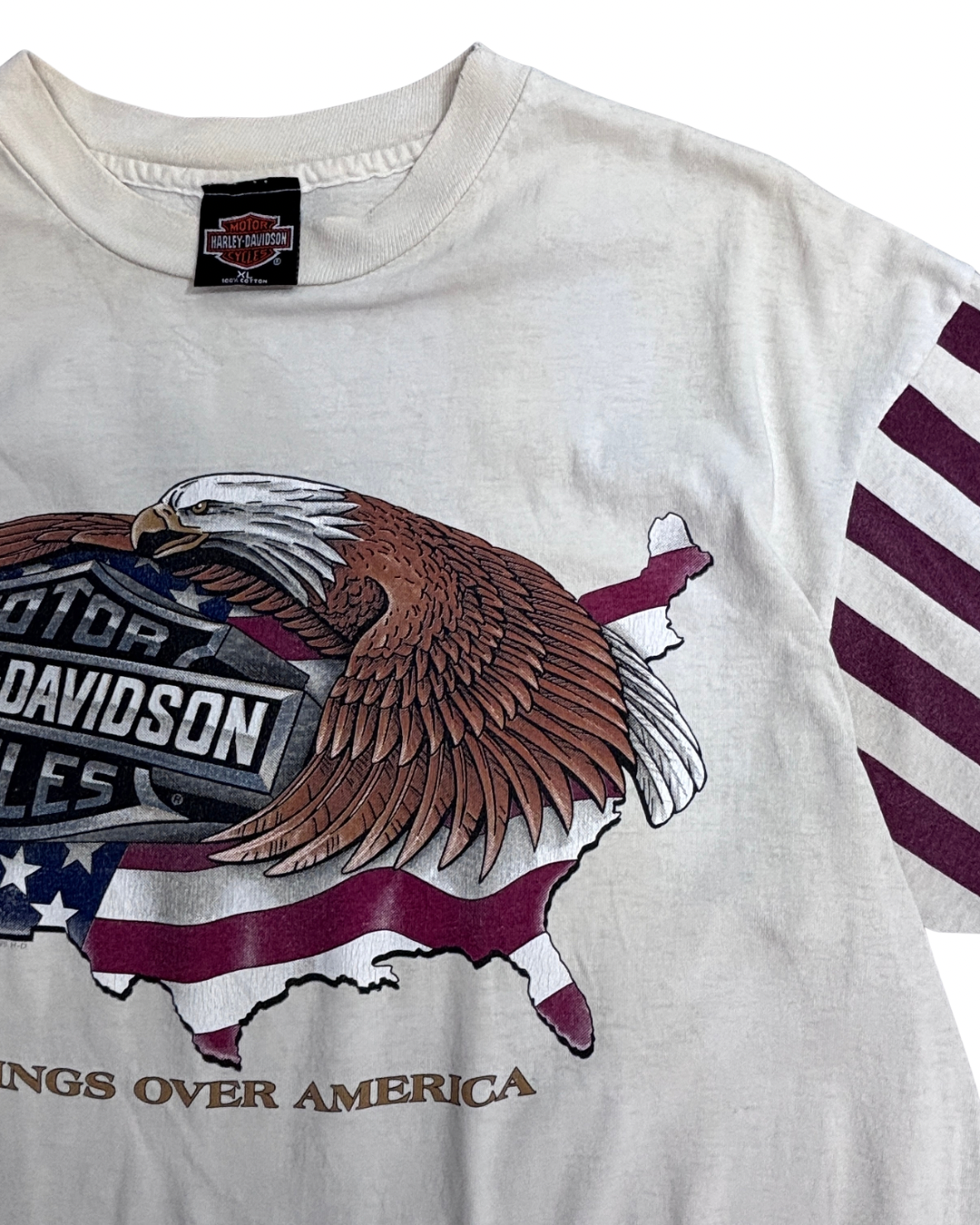 HARLEY-DAVIDSON USA製 WINGS OVER AMERICA 星条旗スリーブ 両面プリントTシャツ XL ハーレーダビッドソン メンフィス/4-34