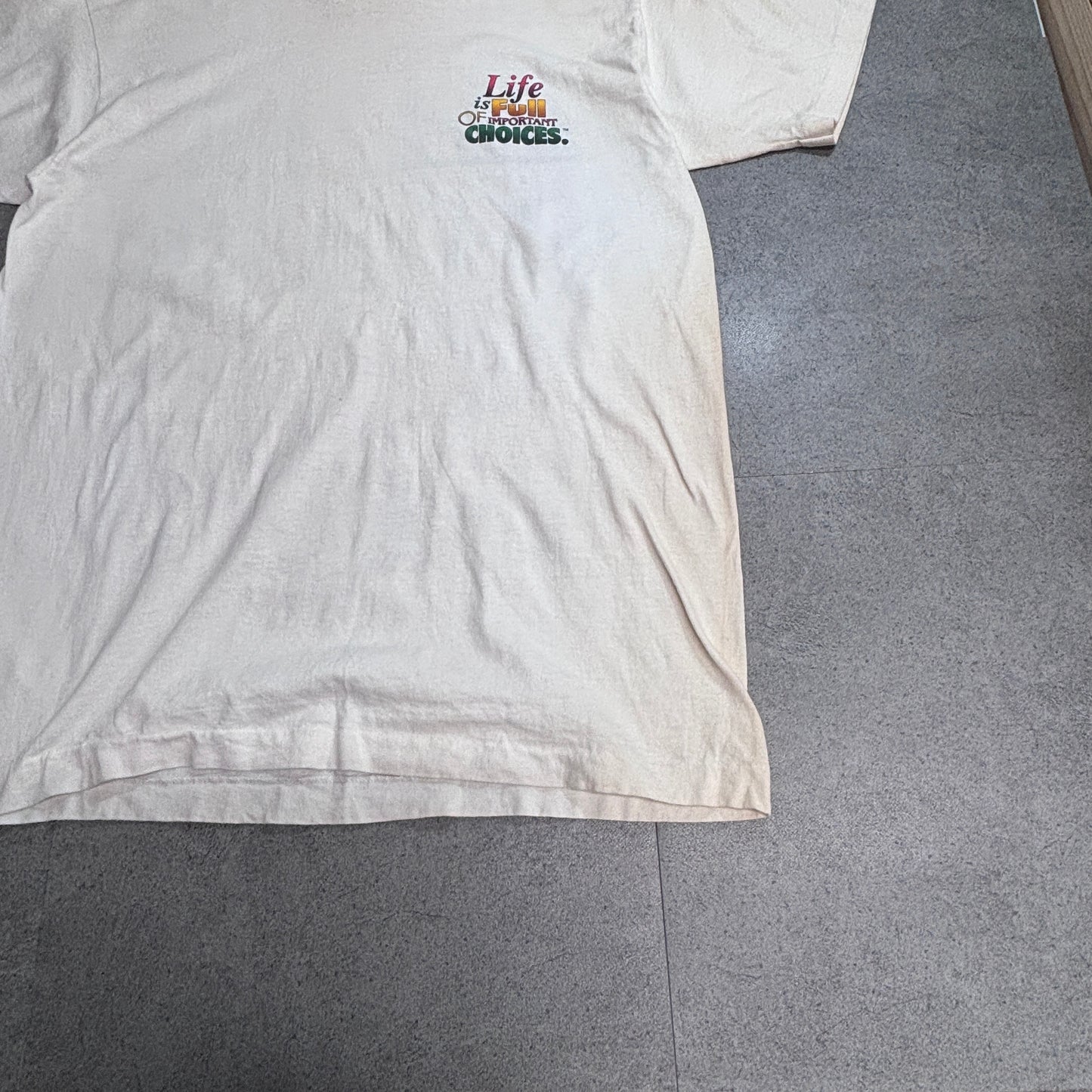 【90s GREAT IMPRESSIONS ワインボトル 総柄Tシャツ】ホワイト USA製 FRUIT OF THE LOOM XL 1994年コピーライト/8-48