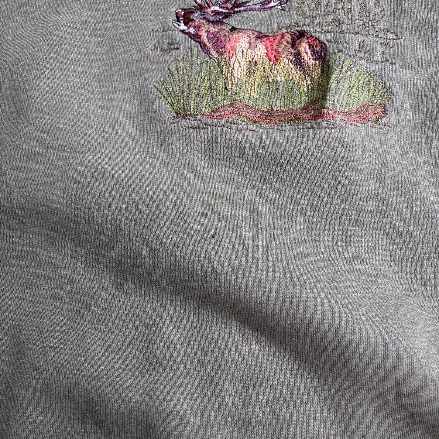 KS Deer Embroidery スウェット / グリーン / XXL / アニマル刺繍/MADE IN U.S.A. 1-22