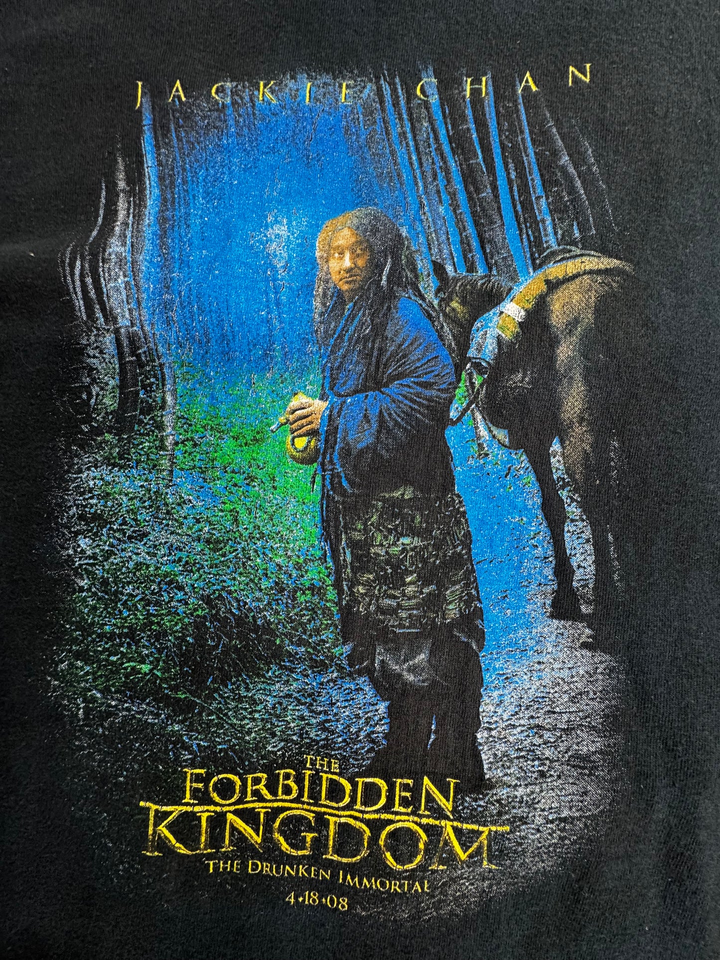 【ジャッキー・チェン 映画Tシャツ】The Forbidden Kingdom 2008 プロモ GILDAN XL ブラック 古着/8-70