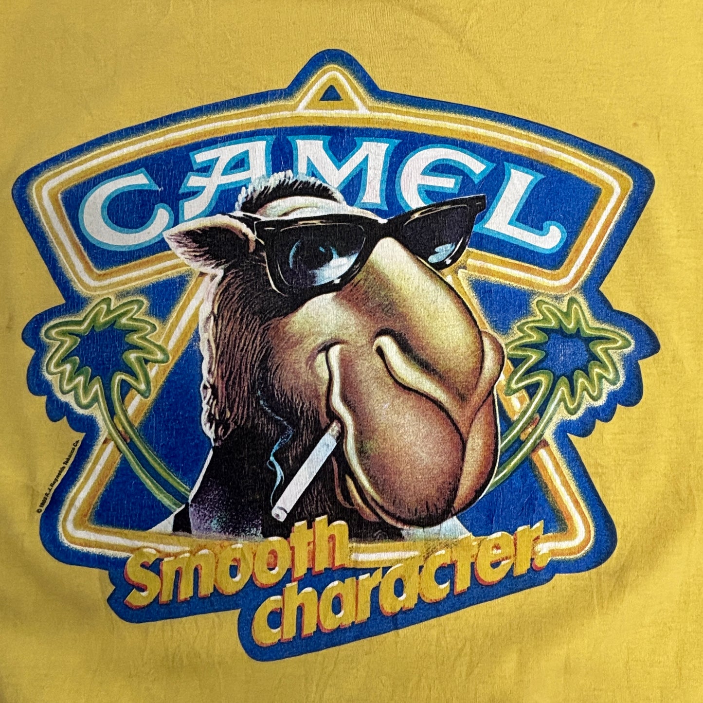 CAMEL 企業系Tシャツ USA製 ポケットTシャツ 50/50 XL イエロー バックプリント キャメル/3-20
