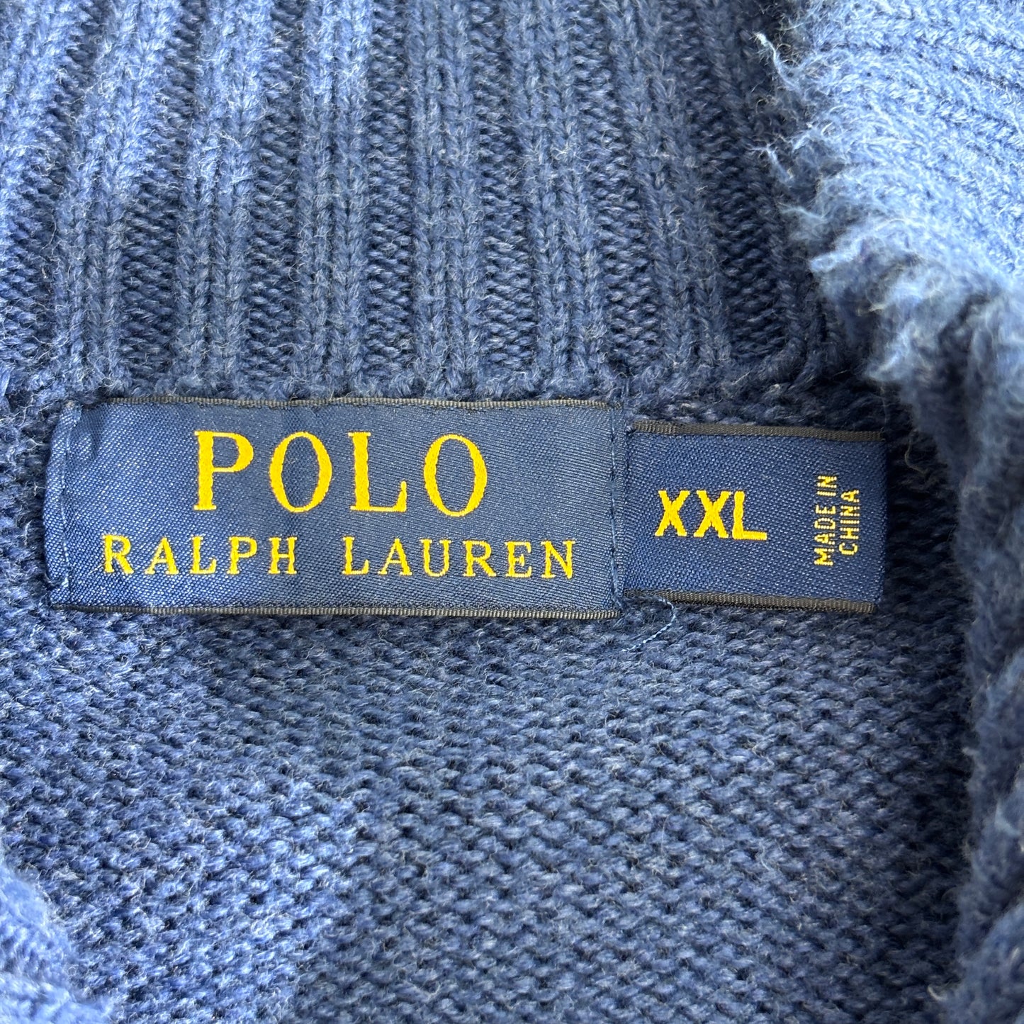 【POLO RALPH LAUREN】ハーフジップ ニット セーター XXL ブルー ワンポイント刺繍 ポロラルフローレン /2-67