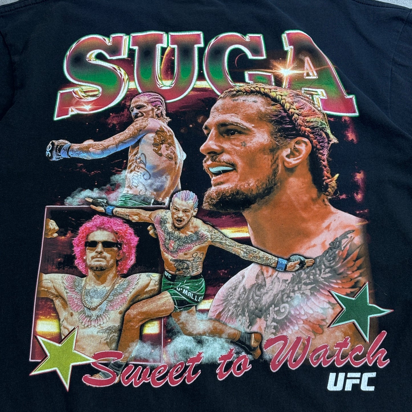 【Sean O’Malley UFC プリントTシャツ】ショーン・オマリー SUGA 両面プリント ブラック 格闘技 MMA 古着/7-113